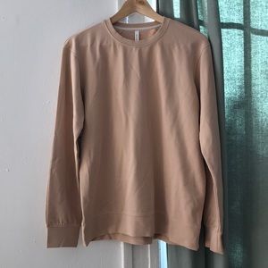 aritzia pink prima crew neck sweater